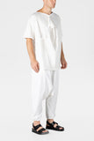 WHITE  ELASTIC EDGE HAREM TROUSERS