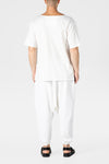 WHITE  ELASTIC EDGE HAREM TROUSERS