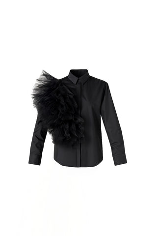 Tulle  Ruffle Applique Shirt