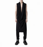 Black Cotton Draped Top