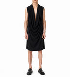Black Cotton Draped Top