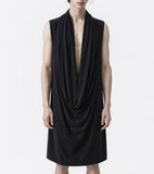Black Cotton Draped Top