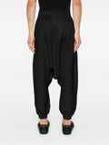 Black Elastic Edge Linen Harem Trousers