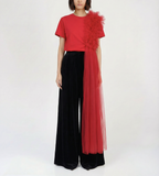 Red Layered Tulle T-Shirt