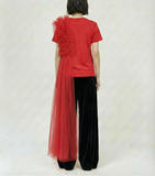 Red Layered Tulle T-Shirt