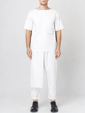 White Layered Cropped Trousers