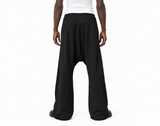 Black Flared  Drop-Crotch Trousers