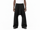 Black Flared  Drop-Crotch Trousers