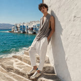 Light Gray Cotton Draped Top