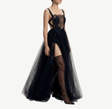 Deconstructed Lace and Tulle Overall Dress