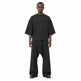 Black Flared  Drop-Crotch Trousers