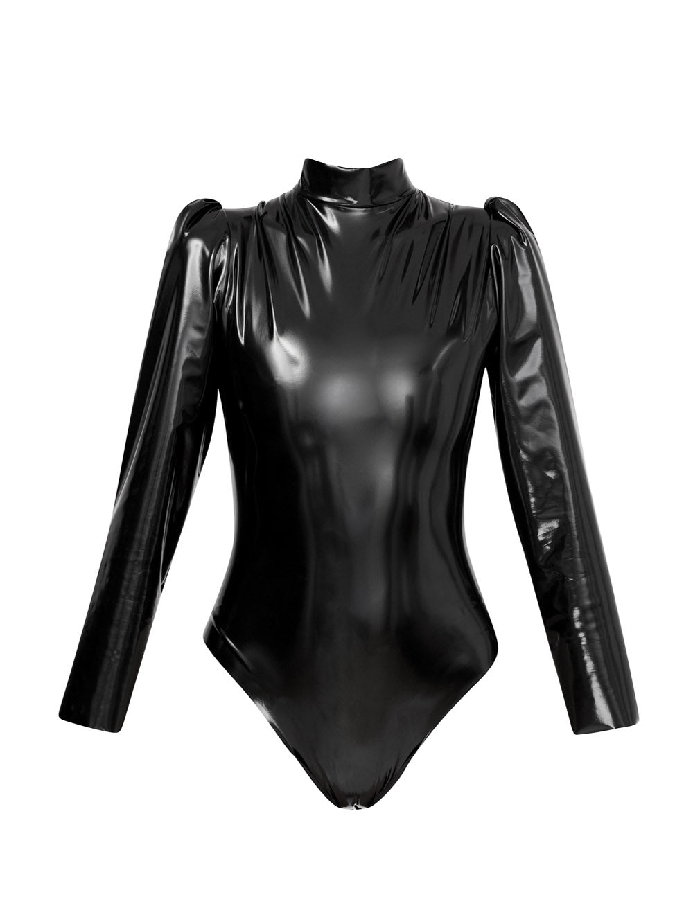 Turtleneck Faux-Leather Bodysuit