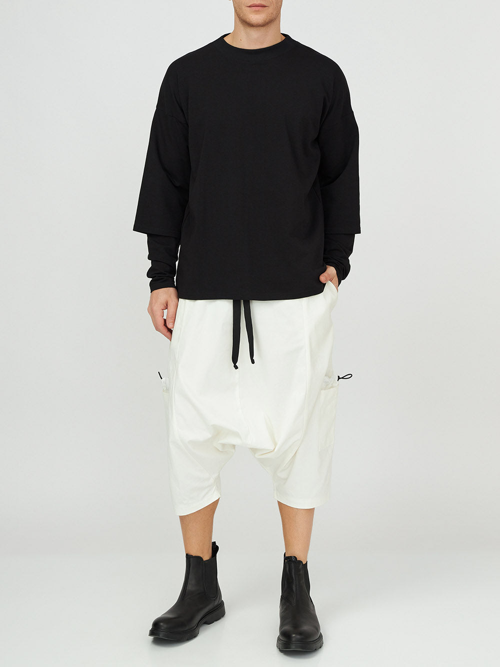 Ivory Contrast Detailed Unisex Trousers